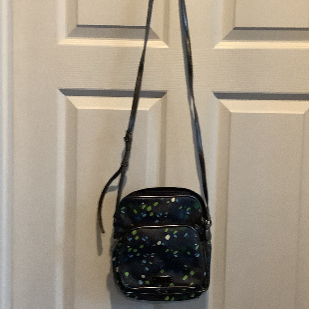 Vera Bradley Black Crossbody Bag with Blue and Green Dot Print